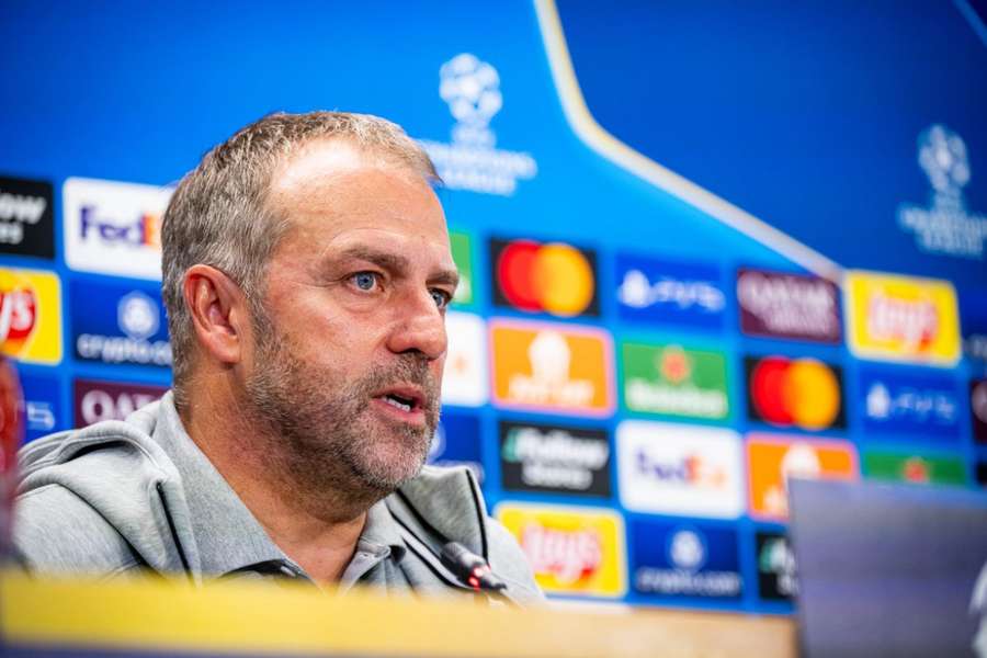 Hansi Flick, durante la rueda de prensa oficial de la UEFA antes del partido ante el Brest