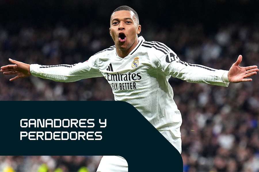 Mbappé celebra uno de sus dos goles.