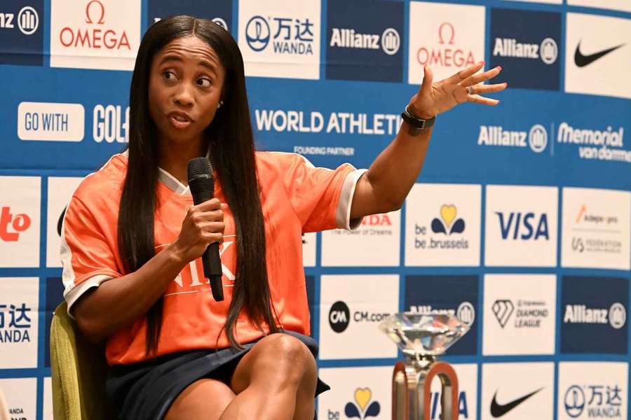 Fraser-Pryce speaks to the media