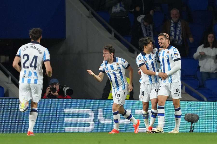 André Silva celebra o golo que valeu os três pontos à Real Sociedad