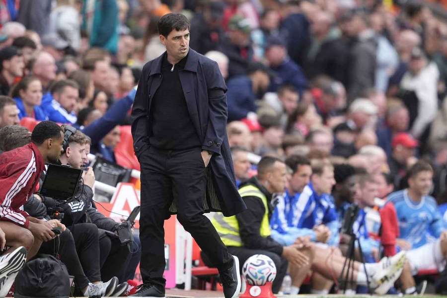 Liverpool manager Andoni Iraola during the match vs Nottingham Forest Liverpool manager Andoni Iraola during the match vs Nottingham Forest