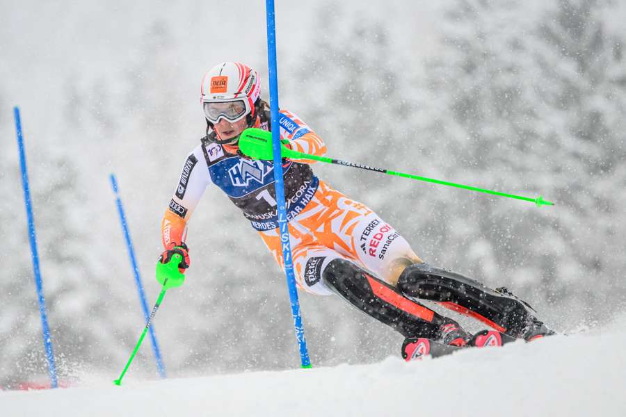 Slovakia's Petra Vlhova competes during the first run of the slalom