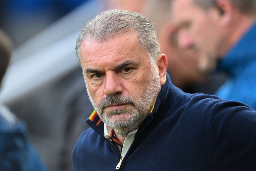 A stressed Ange Postecoglou looks on as Nottingham Forest lose to Newcastle.