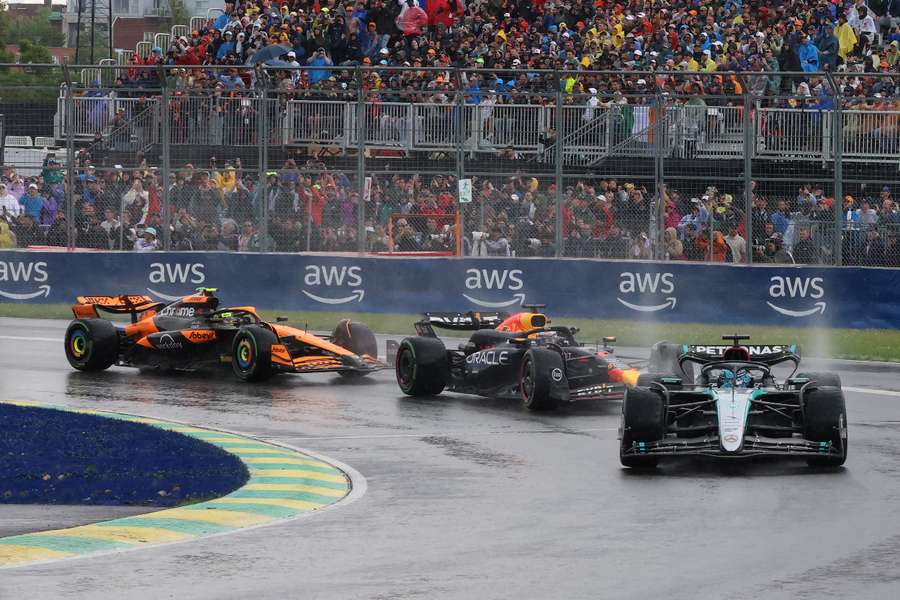 Russell, Verstappen and Norris fought for the win