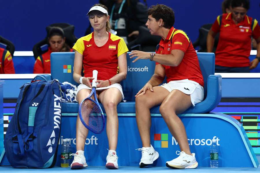 Bucsa, en el partido contra Putintseva Bucsa, en el partido contra Putintseva