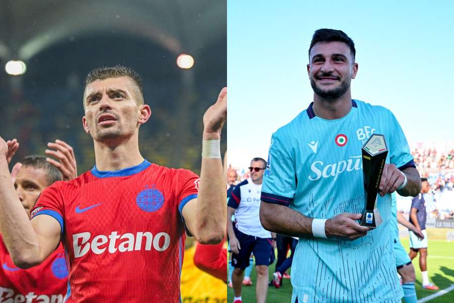 Florin Tănase, golgheterul Superligii pentru FCSB (8 goluri), și Riccardo Orsolini, golgheterul din Serie A pentru Bologna (5 goluri) Florin Tănase, golgheterul Superligii pentru FCSB (8 goluri), și Riccardo Orsolini, golgheterul din Serie A pentru Bologna (5 goluri)