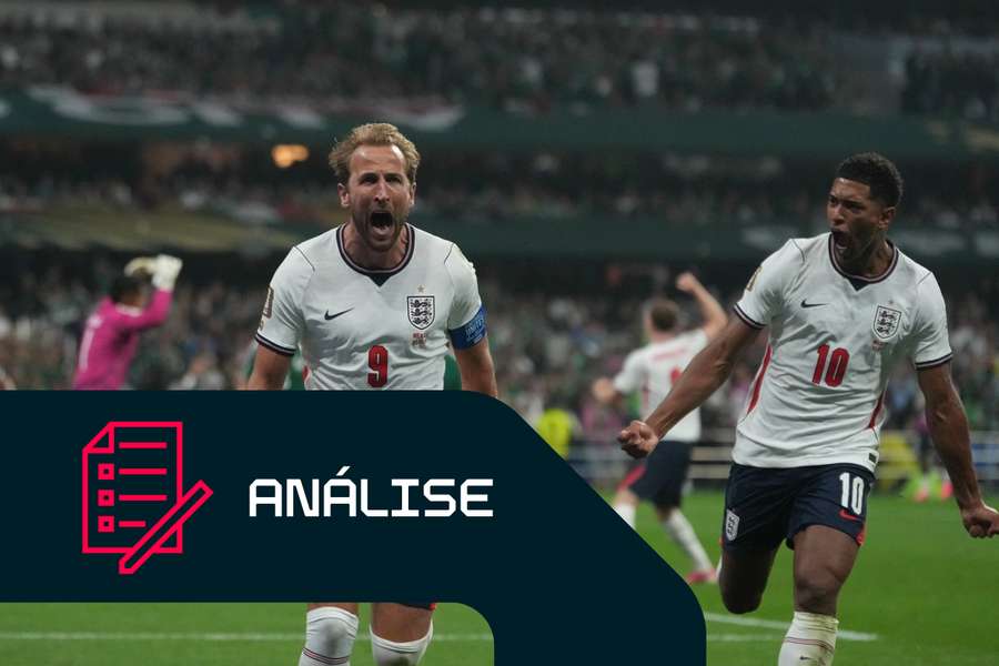 Harry Kane, de Inglaterra, celebra com Jude Bellingham após marcar frente ao México
