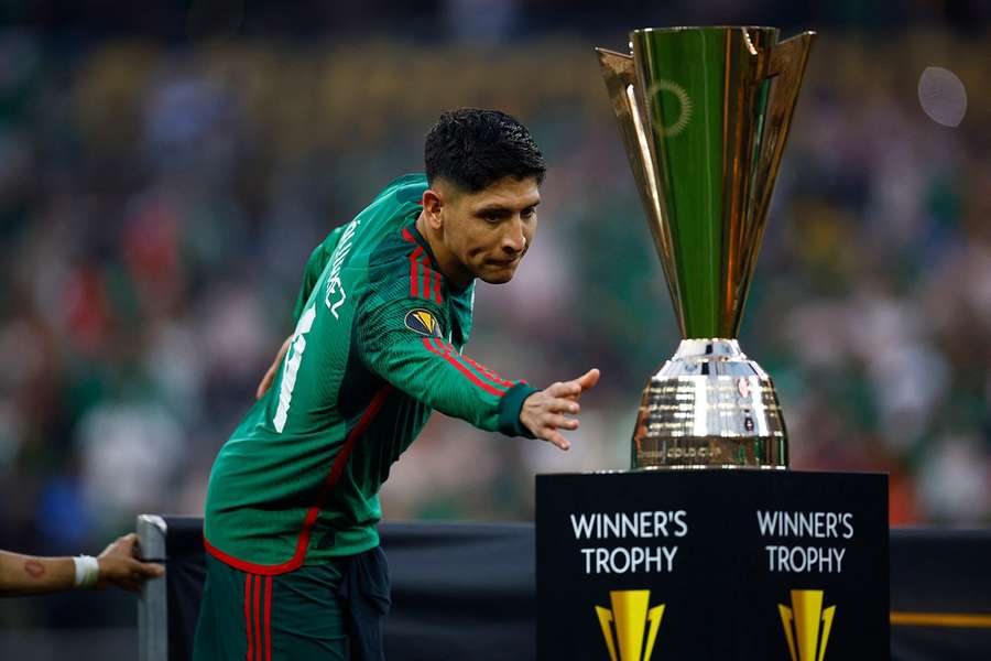 Edson Alvarez of Mexico with the CONCACAF Gold Cup