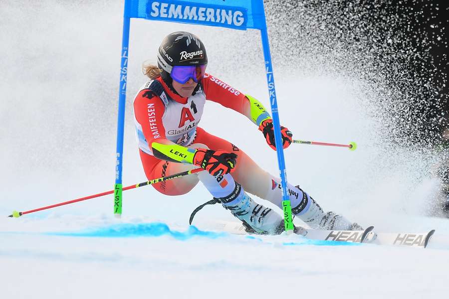 Lara Gut-Behrami was quickest in the first run of Wednesday's giant slalom in Semmering