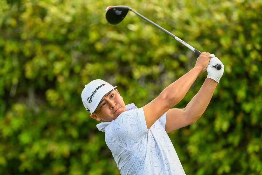 Kurt Kitayama on the ninth tee during the second round