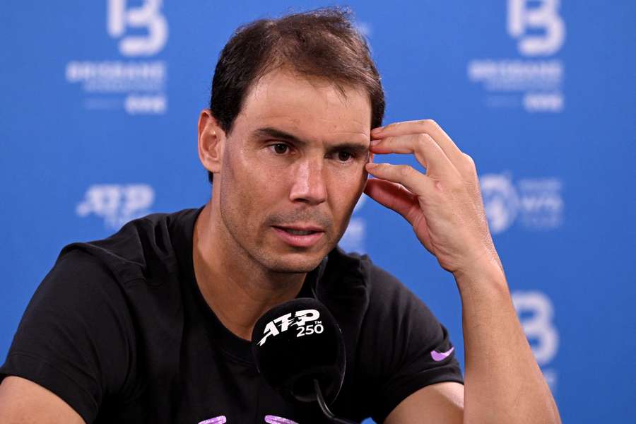 Spain's Rafael Nadal speaks during a press conference at the Brisbane International