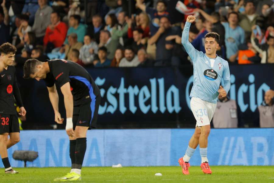 Celta Vigos Hugo Alvarez bejubelt seinen späten Treffer zum 2:2-Ausgleich.