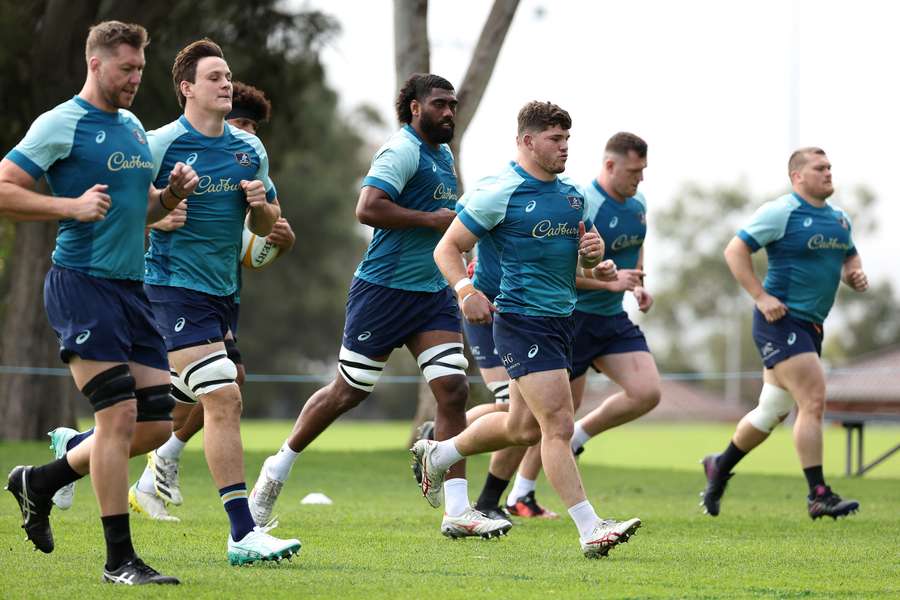 Los australianos en el entrenamiento del jueves.