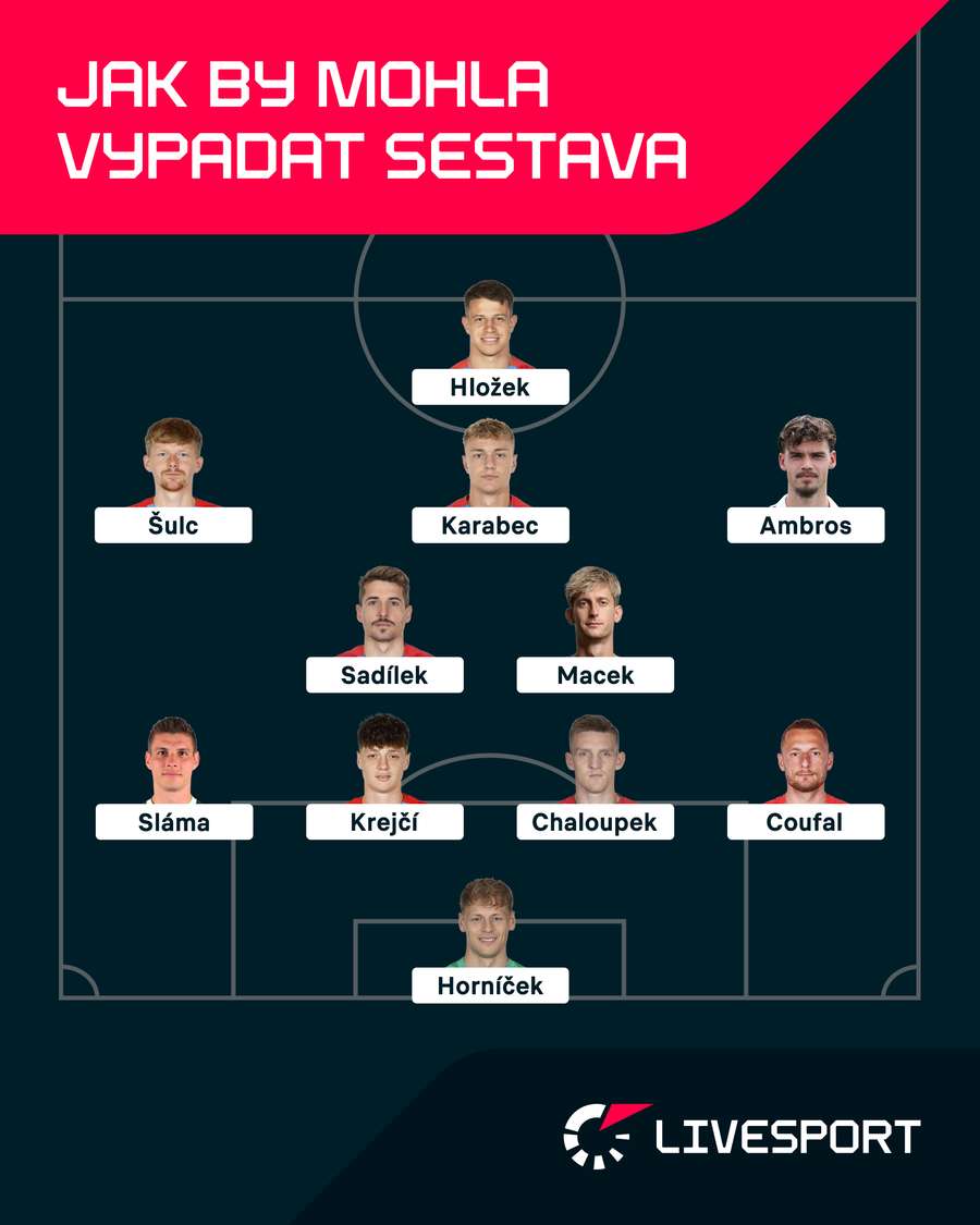 Možná sestava Česka v prvním utkání trenéra Santiho Denii. Možná sestava Česka v prvním utkání trenéra Santiho Denii.