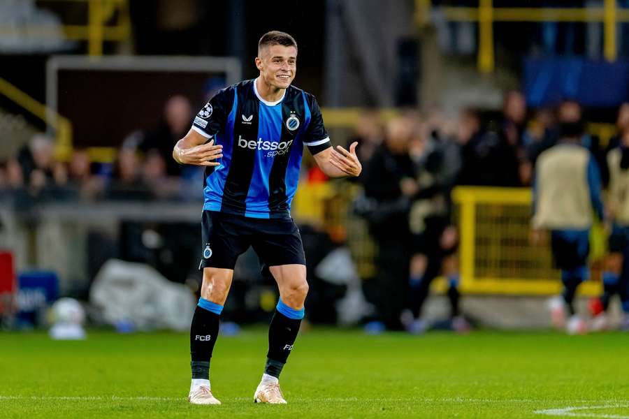 Club Brugge forward Nicolo Tresoldi during the match against Aston Villa Club Brugge forward Nicolo Tresoldi during the match against Aston Villa