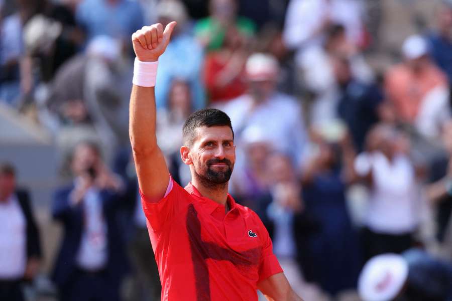 Novak Djokovic celebrates his victory over Britain's Cameron Norrie on Monday