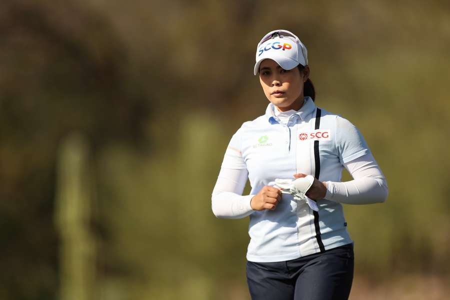 Ariya Jutanugarn of Thailand walks after playing her shot