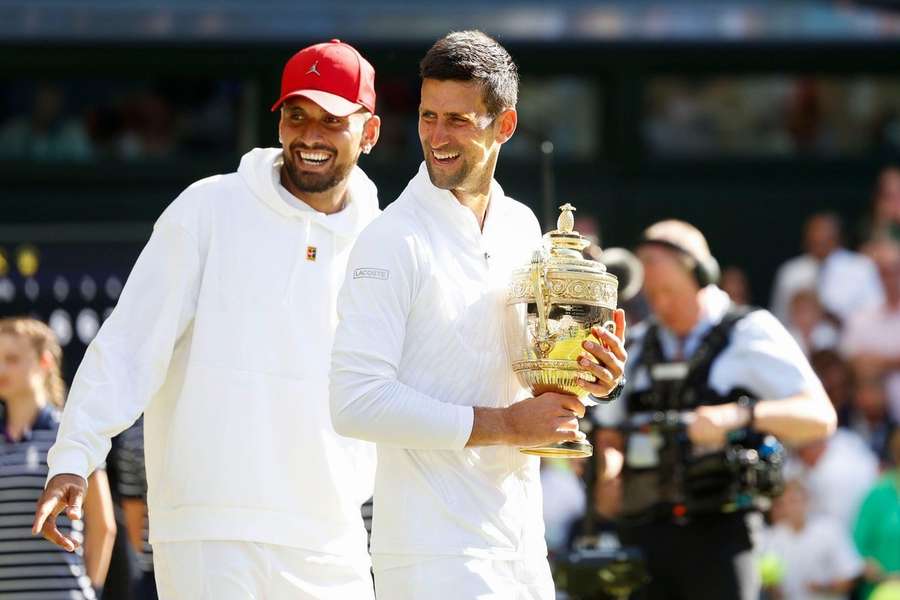 Wimbledon champion Novak Djokovic and runner-up Nick Kyrgios