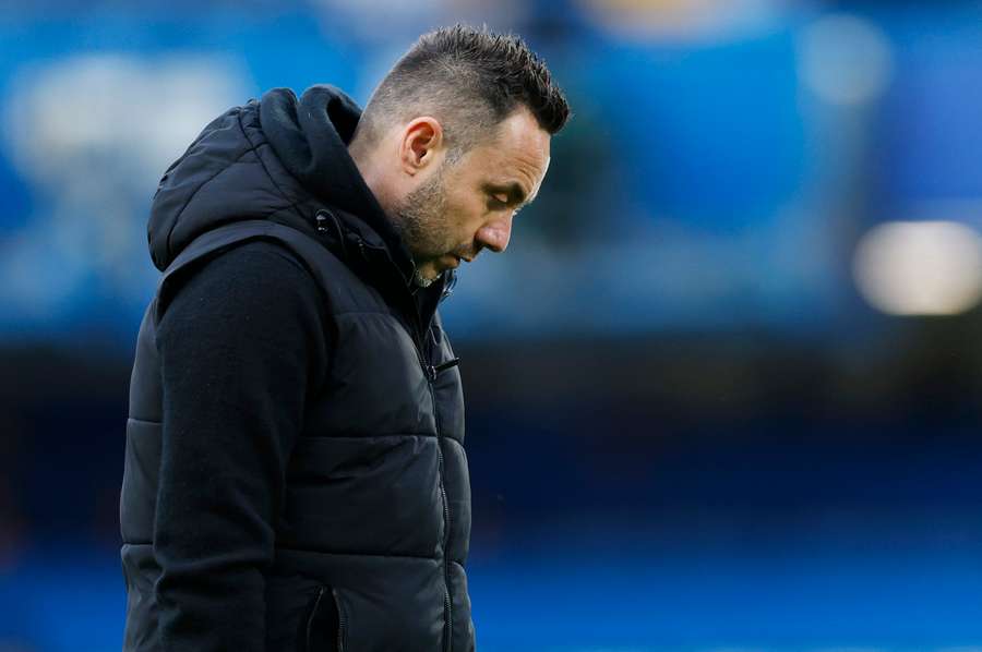 De Zerbi po utkání na Stamford Bridge. De Zerbi po utkání na Stamford Bridge.