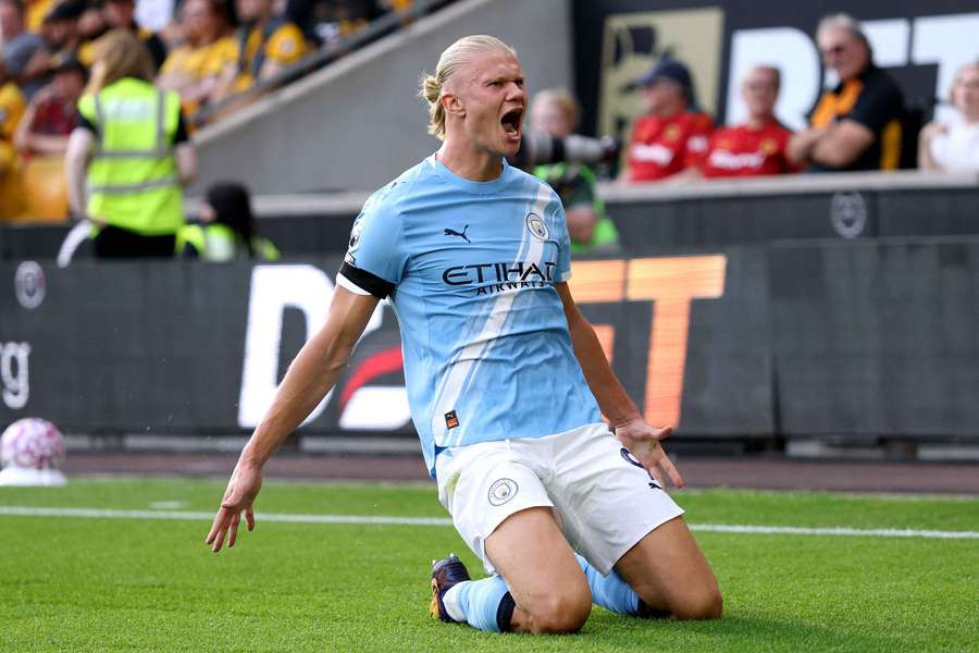 Haaland celebra su gol en Molineux Haaland celebra su gol en Molineux