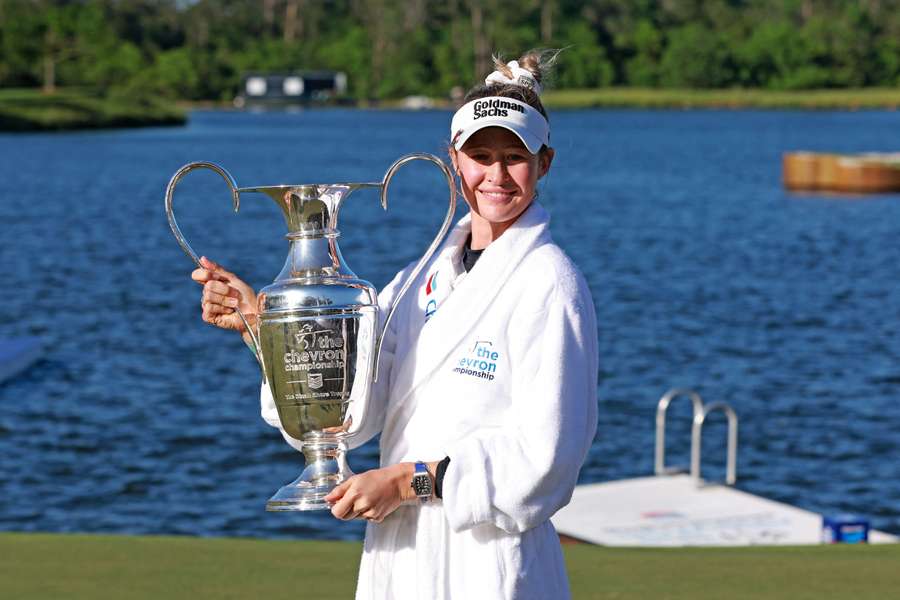 Nelly Korda won her record-tying fifth consecutive LPGA title and her second career major with a two-stroke triumph at the Chevron Championship