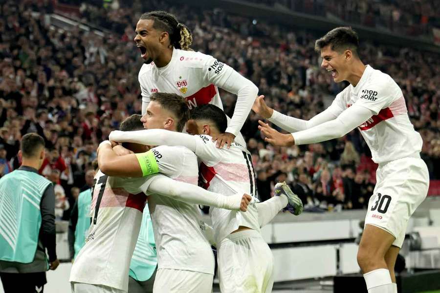 Stuttgart celebrate against Celta Vigo