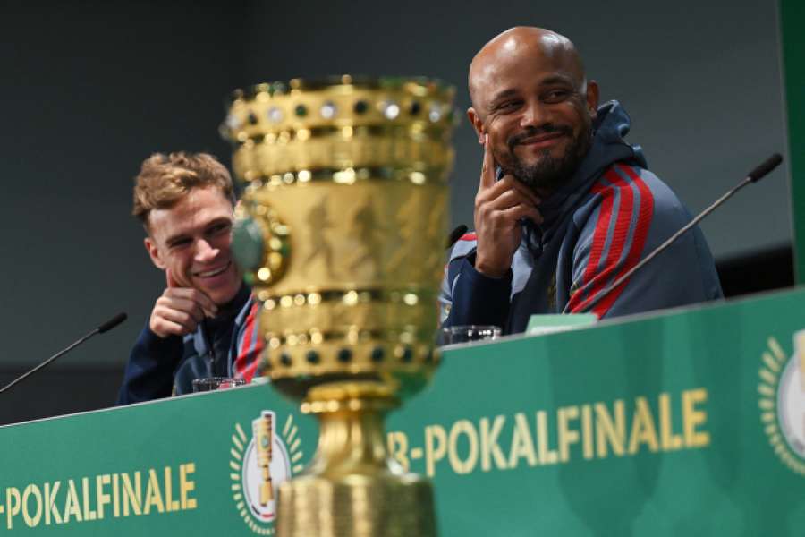 Vincent Kompany and Joshua Kimmich speak to the media ahead of the DFB Pokal final