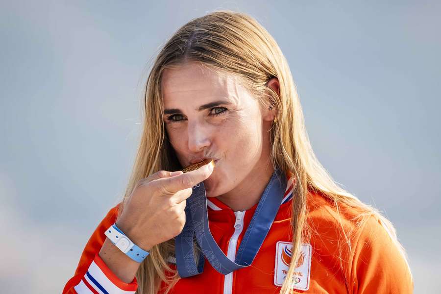 Marit Bouwmeester tijdens de huldiging van haar gouden medaille