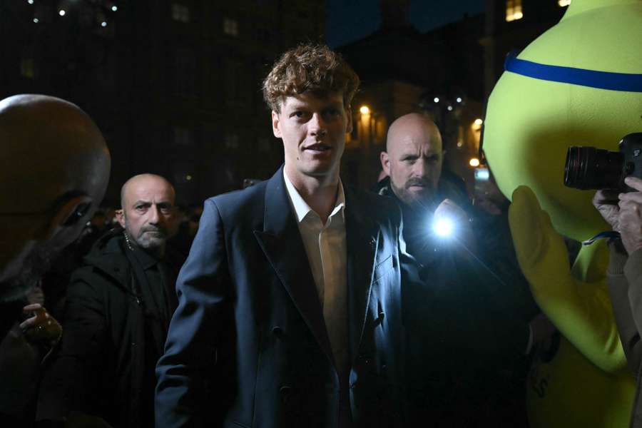 Italy's Jannik Sinner attends the ATP Finals blue carpet event at Piazza Carlo Alberto in Turin