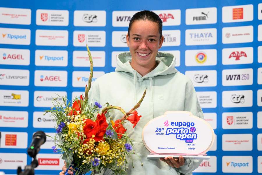Tereza Valentova after winning the Challenger event in Porto in July