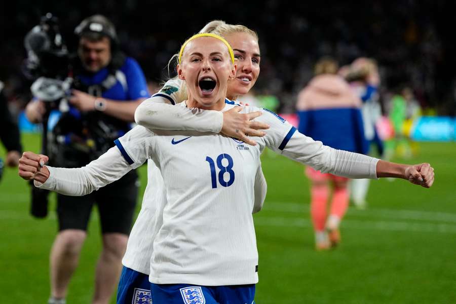 England celebrate shootout win 