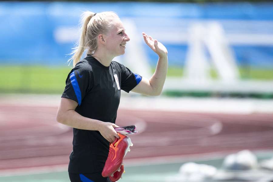 Inessa Kaagman op de training van Oranje