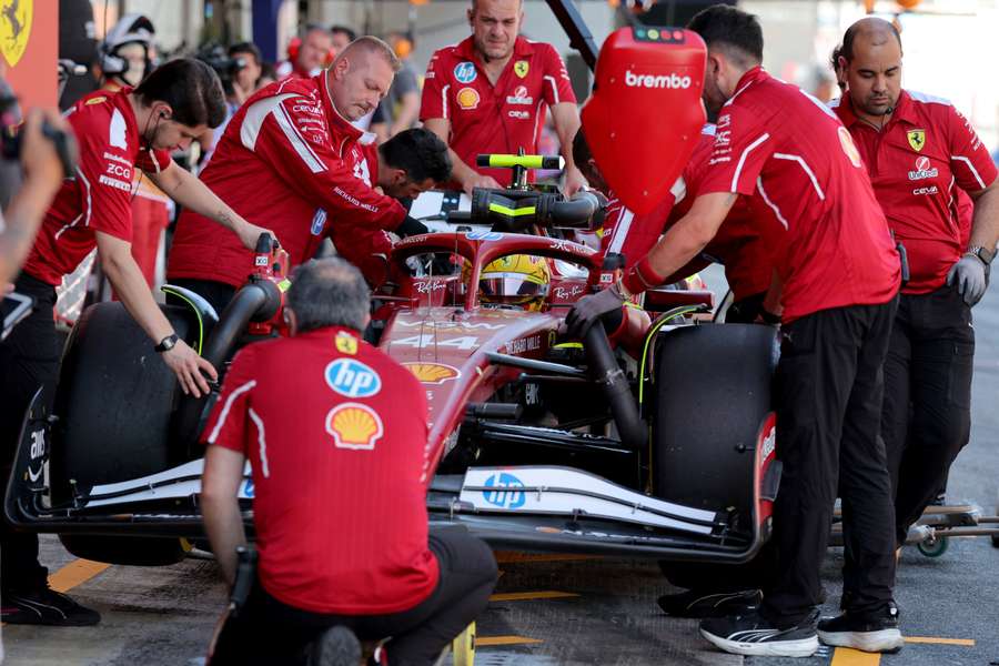 Lewis Hamilton prepares to drive during the second free practice of the Spanish F1 Grand Prix at the Circuit de Catalunya in Montmelo, near Barcelona