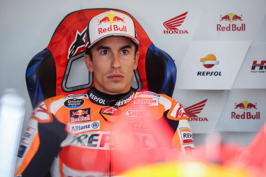 Honda rider Marc Marquez sits in his box