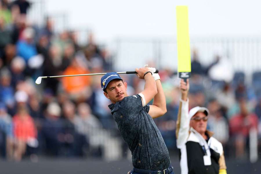 Lucas Herbert in action on the fourth hole during the first round
