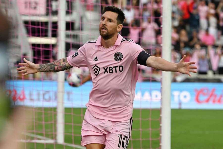 Leo Messi celebra uno de sus goles Leo Messi celebra uno de sus goles