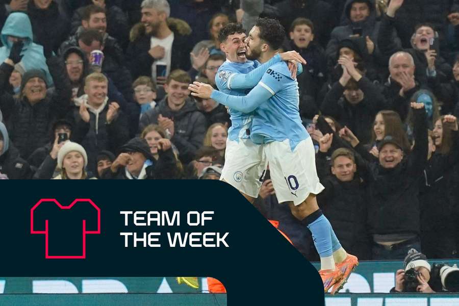 Foden (L) and Cherki celebrate for Man City