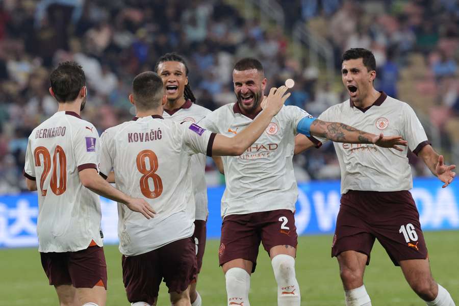 Manchester City celebrate during FIFA Club World Cup semi-final