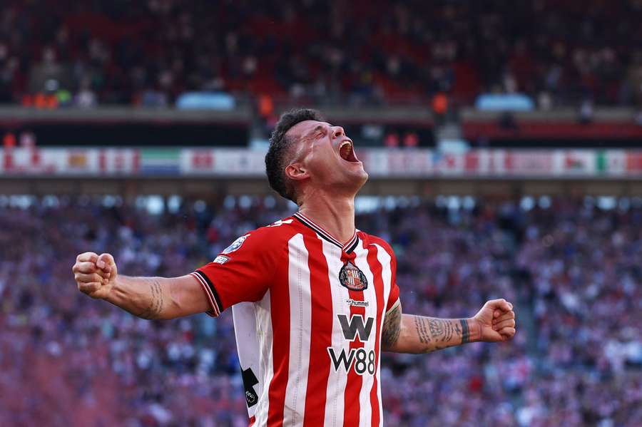 Sunderland captain Granit Xhaka celebrates qualifying for the Europa League