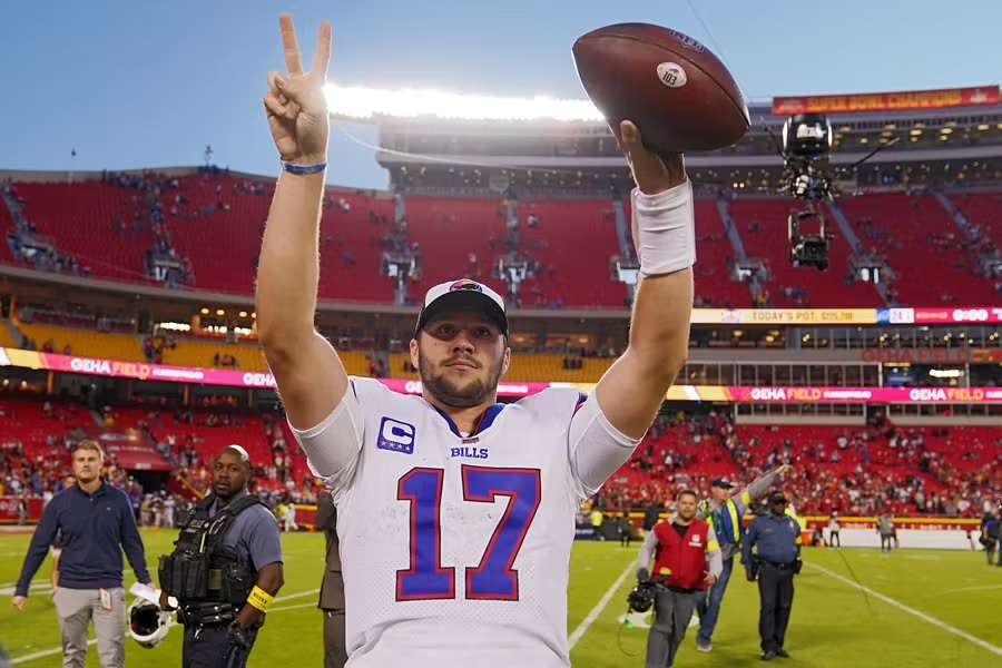 Josh Allen comemora vitórias sobre os Chiefs em revanche dos playoffs