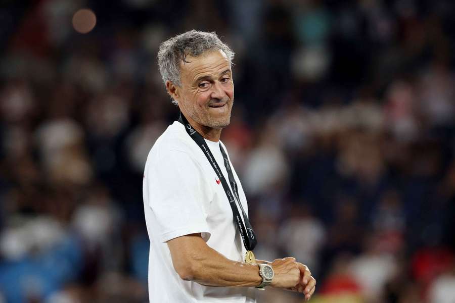 Luis Enrique durante la victoria en la Supercopa de Europa. Luis Enrique durante la victoria en la Supercopa de Europa.