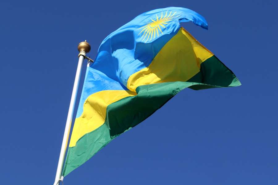 The Rwandan flag blows in the wind The Rwandan flag blows in the wind