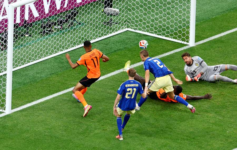 Netherlands' Cody Gakpo scores their third goal