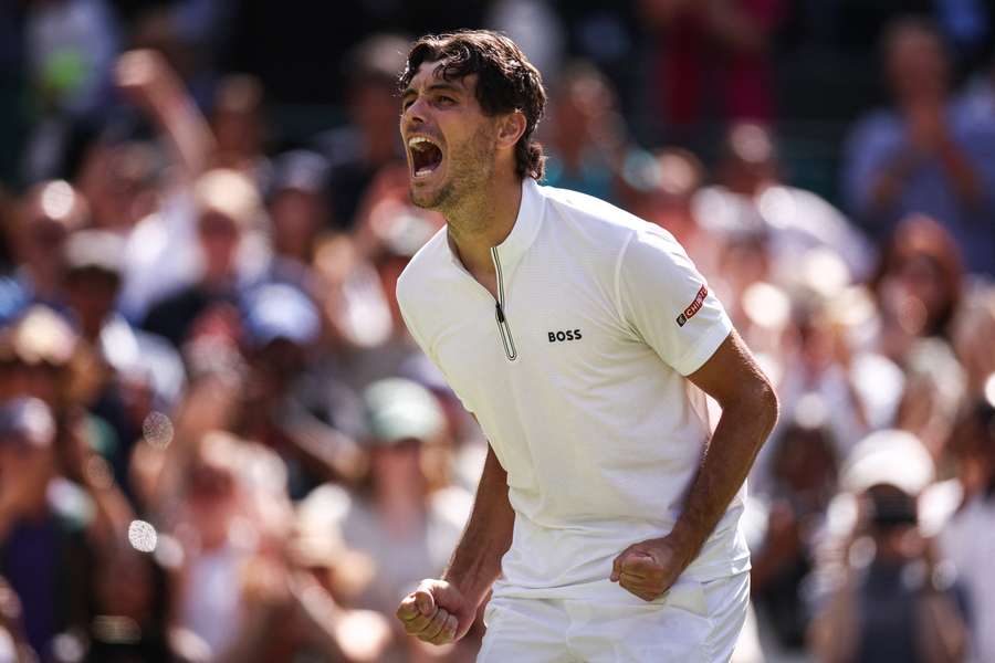 Taylor Fritz mit dem Siegesschrei nach Spielende.