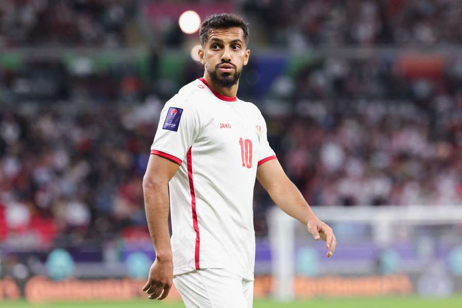 Mousa Al-Tamari lors de la demi-finale de la Coupe d’Asie opposant la Jordanie à la Corée du Sud, le 6 février 2024 au stade Ahmad Bin Ali de Doha.