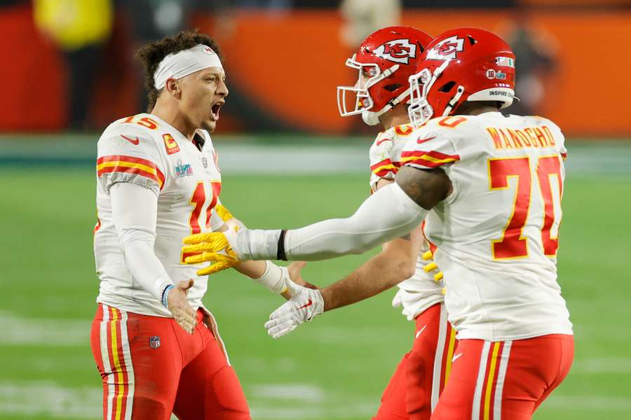 Patrick Mahomes of the Kansas City Chiefs celebrates