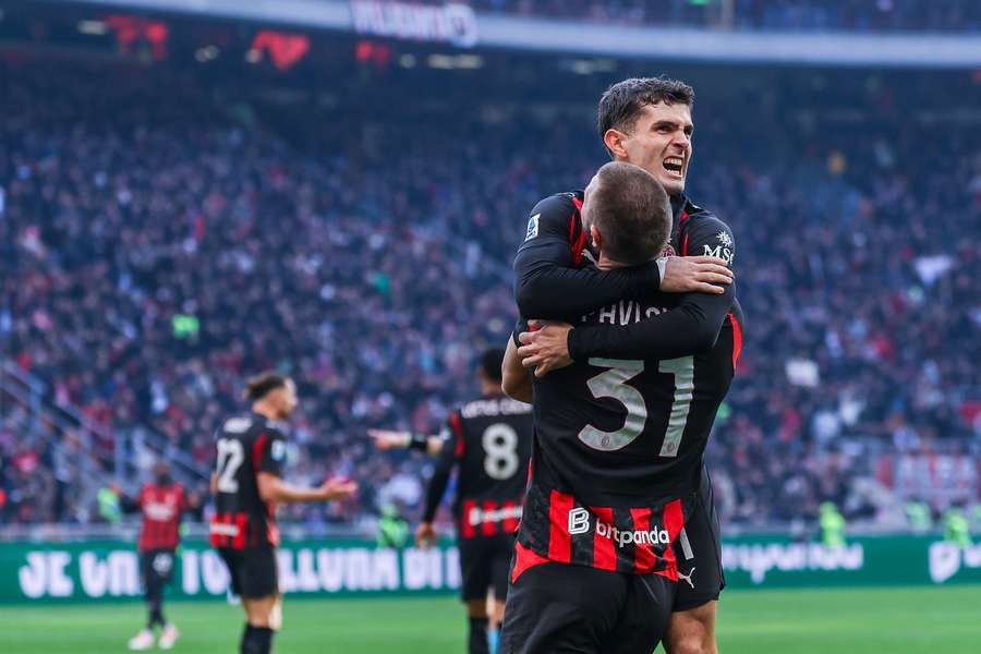 Milan's Christian Pulisic celebrates with Strahinja Pavlovic
Milan's Christian Pulisic celebrates with Strahinja Pavlovic