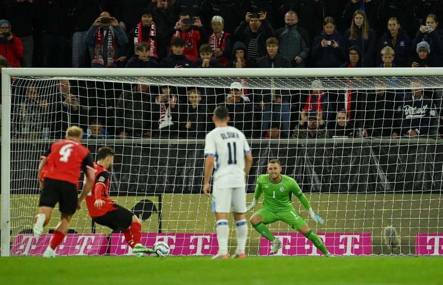 Romano Schmid scored from the spot for Austria Romano Schmid scored from the spot for Austria