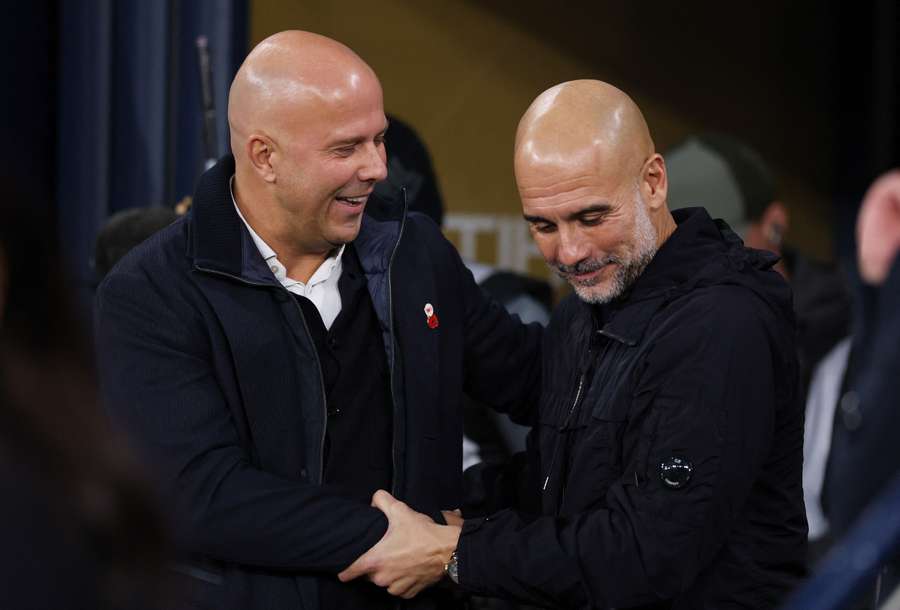 Arne Slot (L) and Pep Guardiola were the favourites to get the Netherlands job