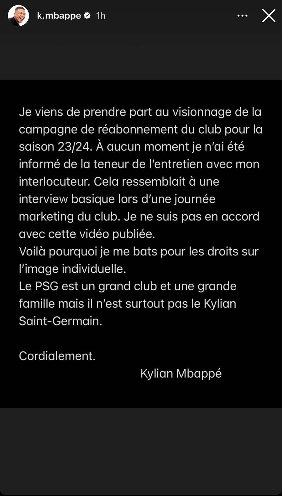A mensagem de Kylian Mbappé